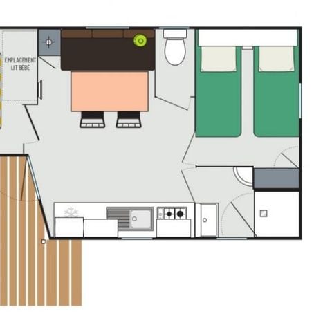 Stacaravan 5 personen - Evasion voor 5 personen 2 kamers 23m² (23m²)