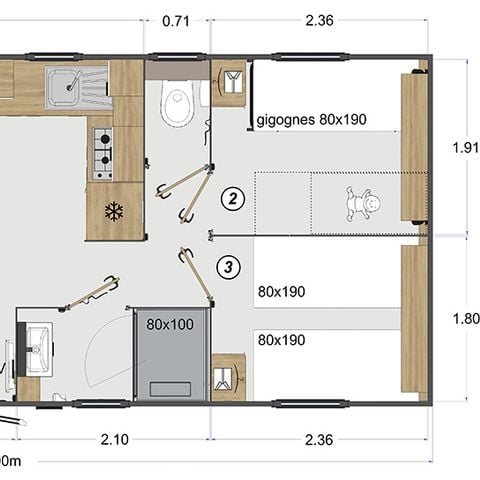 MOBILHOME 6 personnes - Premium 3ch 6 pers avec climatisation