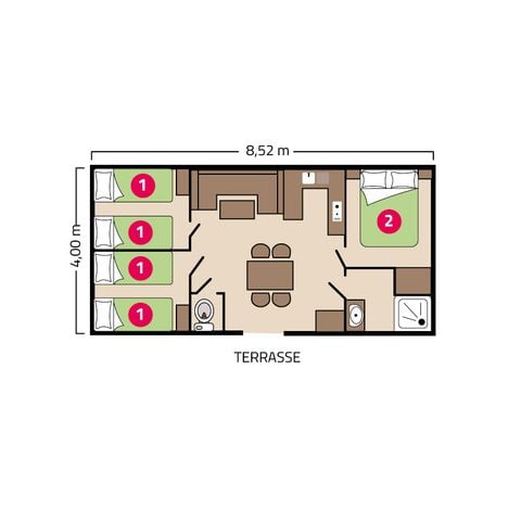 MOBILHOME 6 personnes - Mobil-home Famille Éco 6 personnes