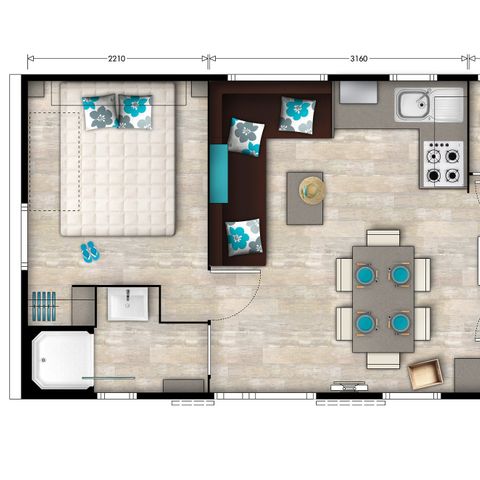 MOBILHOME 6 personas - Mobil home | Premium | 3 Dormitorios | 6 Pers | Terraza elevada | Aire acondicionado | TV