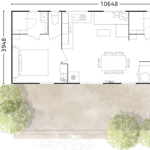 MOBILHOME 8 personnes - Premium Rouffiac 40m² (3 chambres) + 2 salles de bain + LV + LL + Terrasse