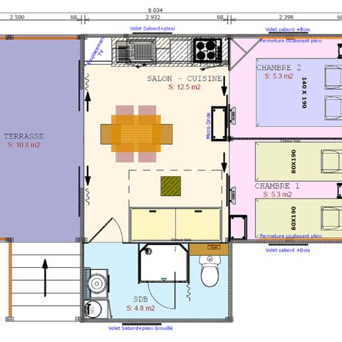 TENDA IN TELA E LEGNO 6 persone - Lodge Accogliente Comfort floreale