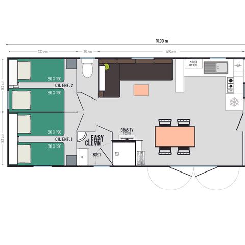 MOBILHOME 6 personnes - OPPIDUM 3 Chambres climatisé