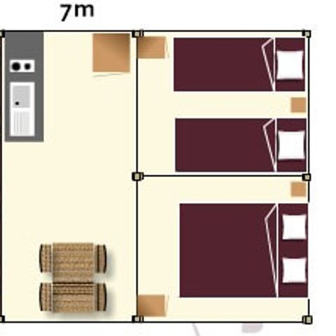 TIENDA DE LONA Y MADERA 5 personas - Albergue sin instalaciones sanitarias