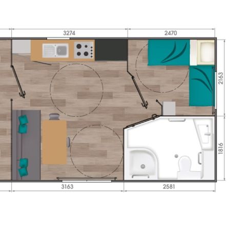 MOBILHOME 4 personnes - Confort + 2 chambres 4 personnes PMR Samedi