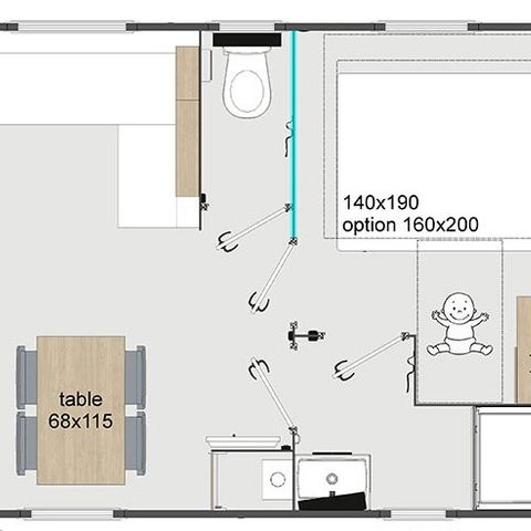 STACARAVAN 6 personen - Presta+ 30m² (30m²)