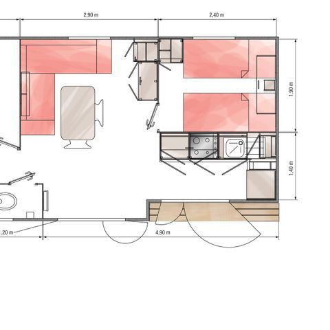 MOBILHOME 6 personas - Mobil home EXOTIC 30m² - 2 habitaciones TV + aire acondicionado