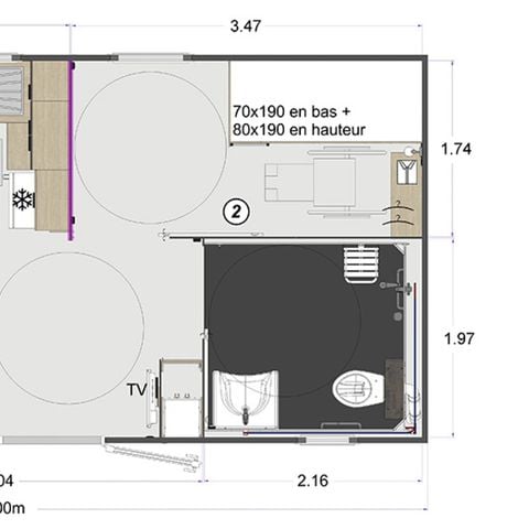 CASA MOBILE 4 persone - Casa mobile PRESTA + 33m² PMR - 2 camere da letto TV + aria condizionata