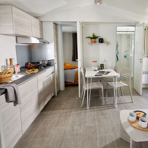 MOBILHOME 6 personas - Premium 35m² 3 habitaciones, Aire acondicionado, Tv, lavavajillas