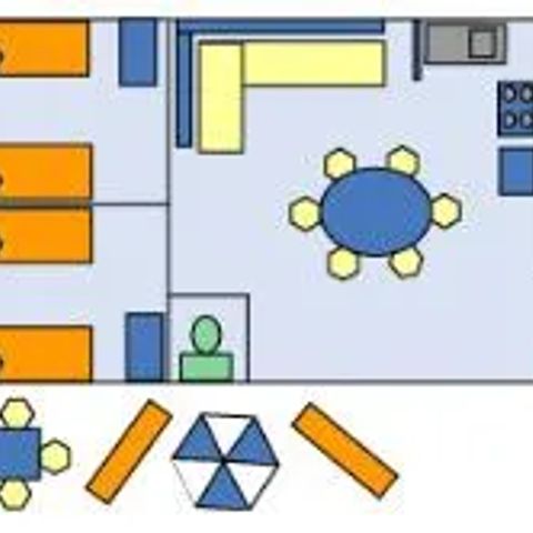 Mobilheim 6 Personen - Komfort 32 m² 3 Zimmer Klimaanlage, Tv