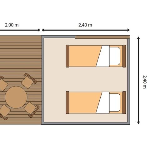 CANVAS AND WOOD TENT 2 people - Cyclolodge without sanitary facilities, without kitchen, 1 room