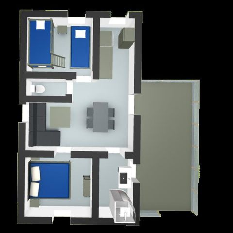 CASA MOBILE 4 persone - Homeflower Premium 29 m² 2 camere da letto Aria condizionata, Tv, lavastoviglie, terrazza XXL