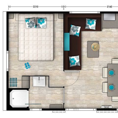 MOBILHEIM 6 Personen - Mobilheim | Comfort | 3 Zi. | 6 Pers. | Erhöhte Terrasse | Klimaanlage | TV