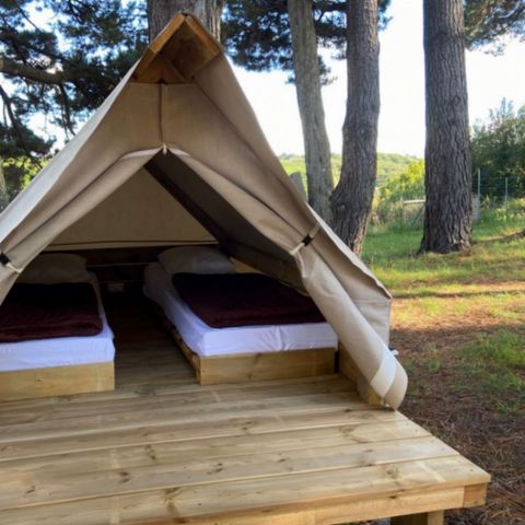 CANVAS AND WOOD TENT 2 people - Unusual "Lodge Premium" - 2 or 4 pl.