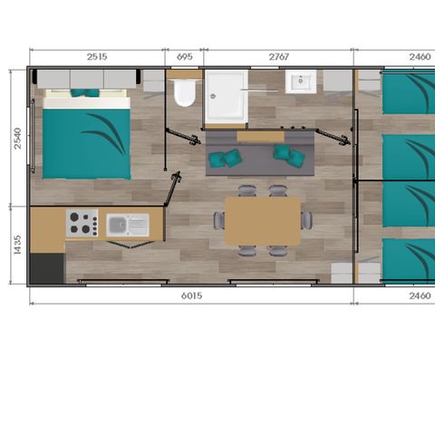 MOBILHOME 6 personas - Casa móvil Comfort - 3 habitaciones