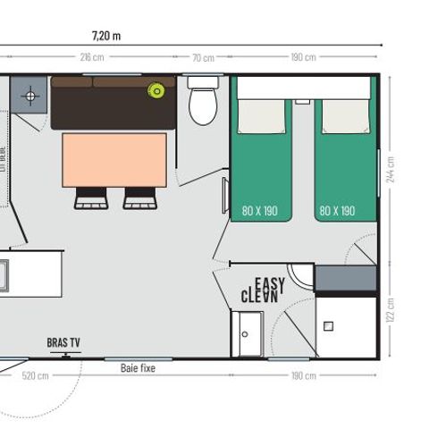 MOBILHOME 4 personas - Riviera Sunêlia Prestige 2 habitaciones