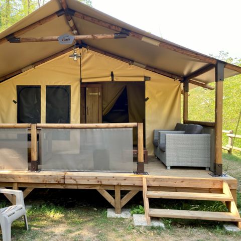 Safaritent 4 personen - Safari Bali 35m² - Comfort - 2bed - Terras