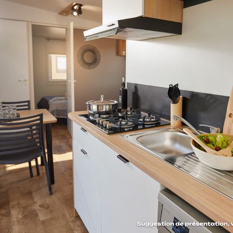 Stacaravan 5 personen - Homeflower Premium 26,5m² - 2 kamers + terras + TV + Airco + Linnen + Handdoeken