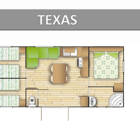 MOBILHOME 6 personnes - TEXAS LOISIR Climatisé 6 personnes 