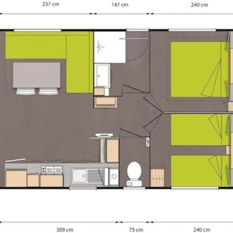 MOBILE HOME 6 people - LODGE BOIS GRAND CONFORT, 2 bedrooms (Sunday/Sunday)