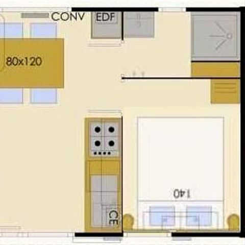 MOBILHOME 4 personas - MODULO 1 habitación 2/4 pers.