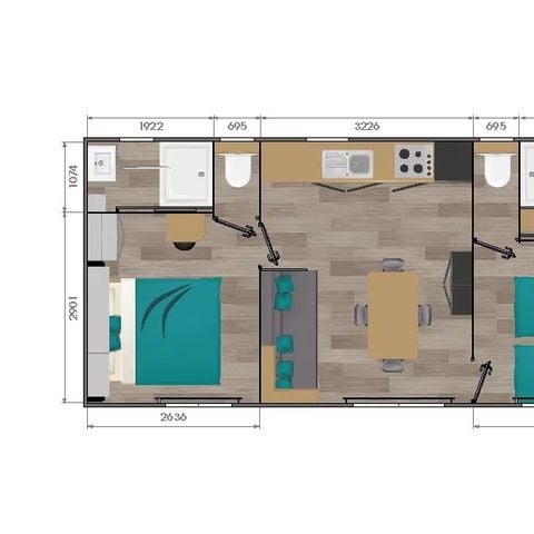 CASA MOBILE 4 persone - Cabane Privilège 2 camere da letto 2 bagni