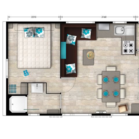 MOBILHOME 6 personas - Mobil-home | Premium | 3 Dormitorios | 6 Pers. | Terraza elevada | Aire acondicionado.