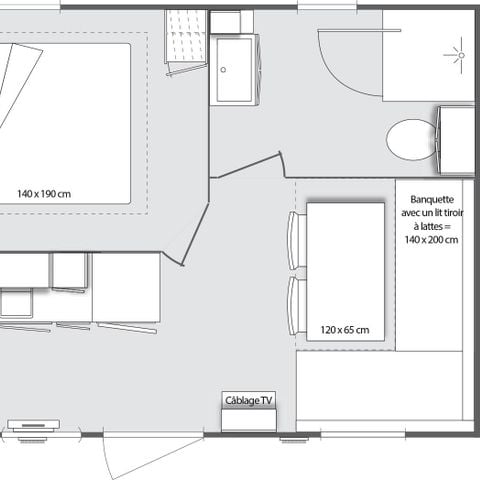 MOBILHOME 2 personnes - Mobil-home Confort 18m² 1 chambre + terrasse couverte + climatisation + TV