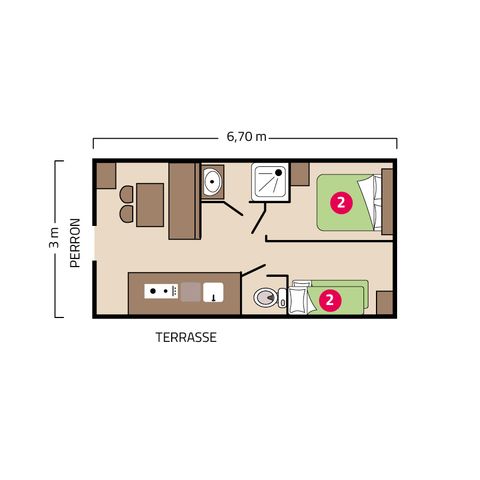 UNUSUAL ACCOMMODATION 4 people - 4 person caravan (pedestrian area)