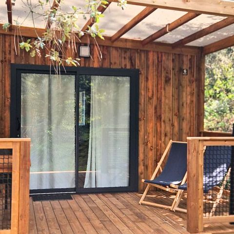 Chalet 2 personen - Bois Premium 16m² - 1 kamer + overdekt terras 8m² + TV + CLIM