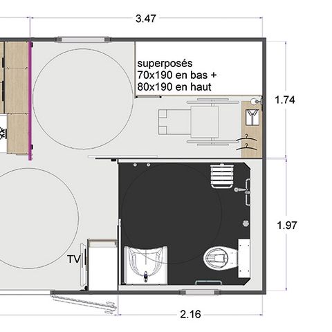 MOBILE HOME 4 people - Confort Rocamadour - TV - accessible PMR - 2 bedrooms