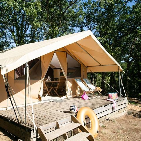 TENTE TOILE ET BOIS 5 personnes - Tente Lodge - sans sanitaires, sans chauffage - 2 chambres