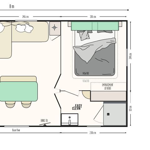 MOBILHEIM 4 Personen - Tanne 2 Zimmer 29m²