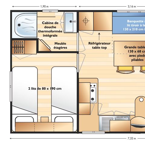 MOBILHEIM 5 Personen - Mobilheim WELCOME 27m² - 2 Schlafzimmer - TV - Klimaanlage - Terrasse -.