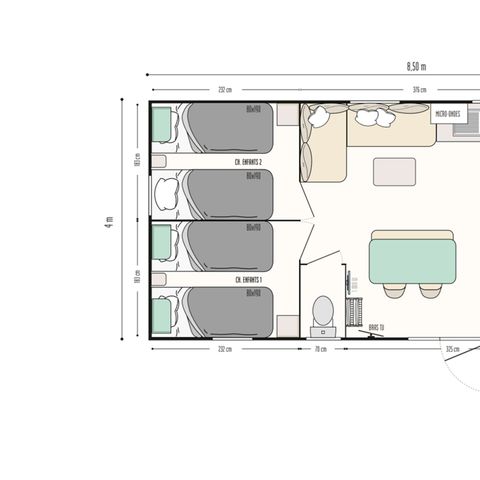 MOBILHOME 6 personas - Mobil home WELCOME 32m² - 3 habitaciones - TV - aire acondicionado - terraza -