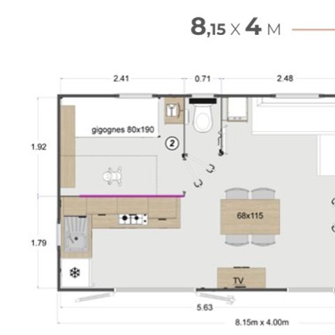 MOBILHOME 4 personas - Mobil home PREMIUM 30m² - 2 habitaciones - TV - lavavajillas - aire acondicionado - terraza