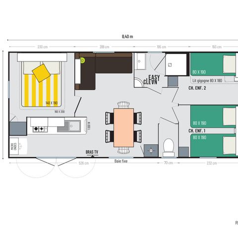 MOBILE HOME 7 people - 3 bedrooms PREMIUM+ Air-conditioned