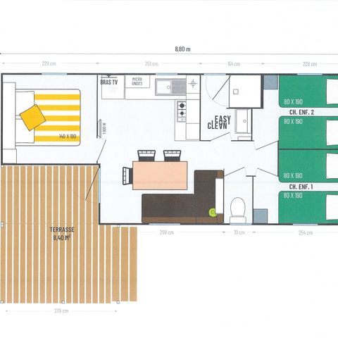 MOBILHOME 6 personnes - 3 chambres Gamme PREMIUM Climatisé