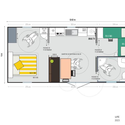 MOBILHOME 4 personas - 2 dormitorios -ACCESS-PREMIUM