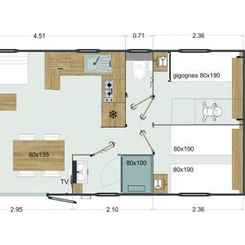 MOBILHEIM 6 Personen - MH3 VIP DOUE, 6 pers(3ch,2sdb)