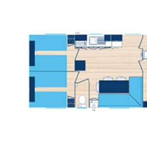 MOBILHEIM 6 Personen - PREMIUMRAUM- 32m2 Klimaanlage und TV - Blick auf das Becken