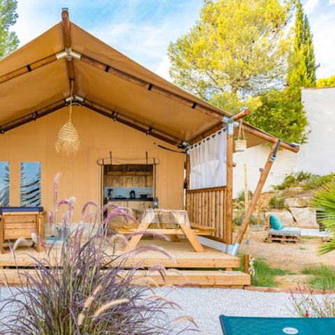 CANVAS AND WOOD TENT 4 people - Wood Lodge Premium Spa