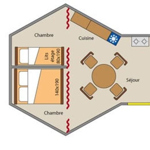 SISTEMAZION ATIPICHE 4 persone -  2 camere da letto Senza servizi igienici