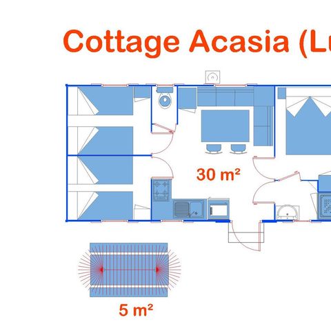 MOBILHEIM 6 Personen - Cottage Akazie