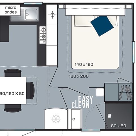 Mobilheim 6 Personen - Mobilheim Privilège34m² (3Sch-6P) Überdachte Terrasse