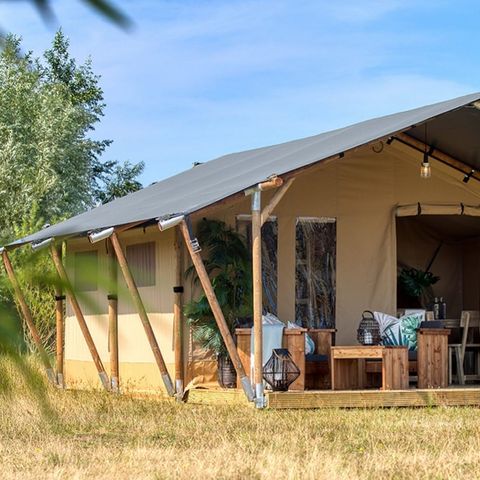 TENTE TOILE ET BOIS 5 personnes - Tente safari Bégon