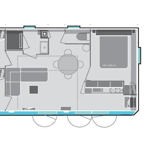 MOBILHOME 6 personas - Apartamento Premium de 3 dormitorios y 34m².