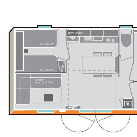 MOBILHOME 6 personnes -  Premium 2 chambres 28m²