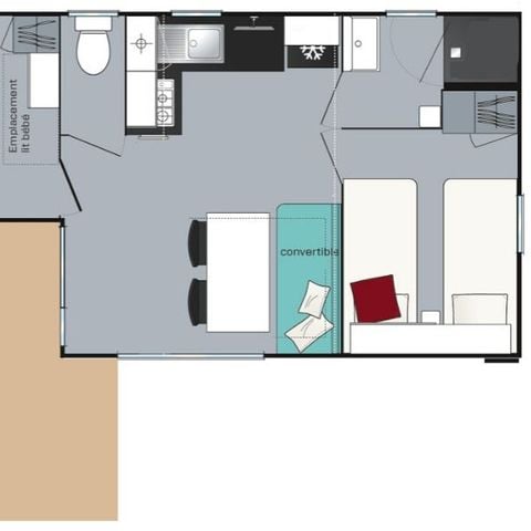 Stacaravan 7 personen - Evasion 2 kamers 28m² (28m²)