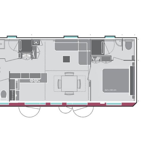 CASA MOBILE 8 persone - Premium 3 camere da letto 2 bagni 38m² zona giorno